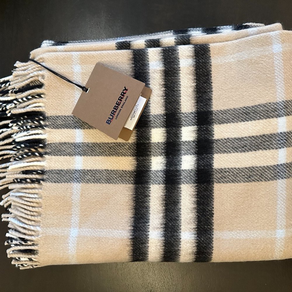 Burberry Check Cashmere-Wool Baby Blanket